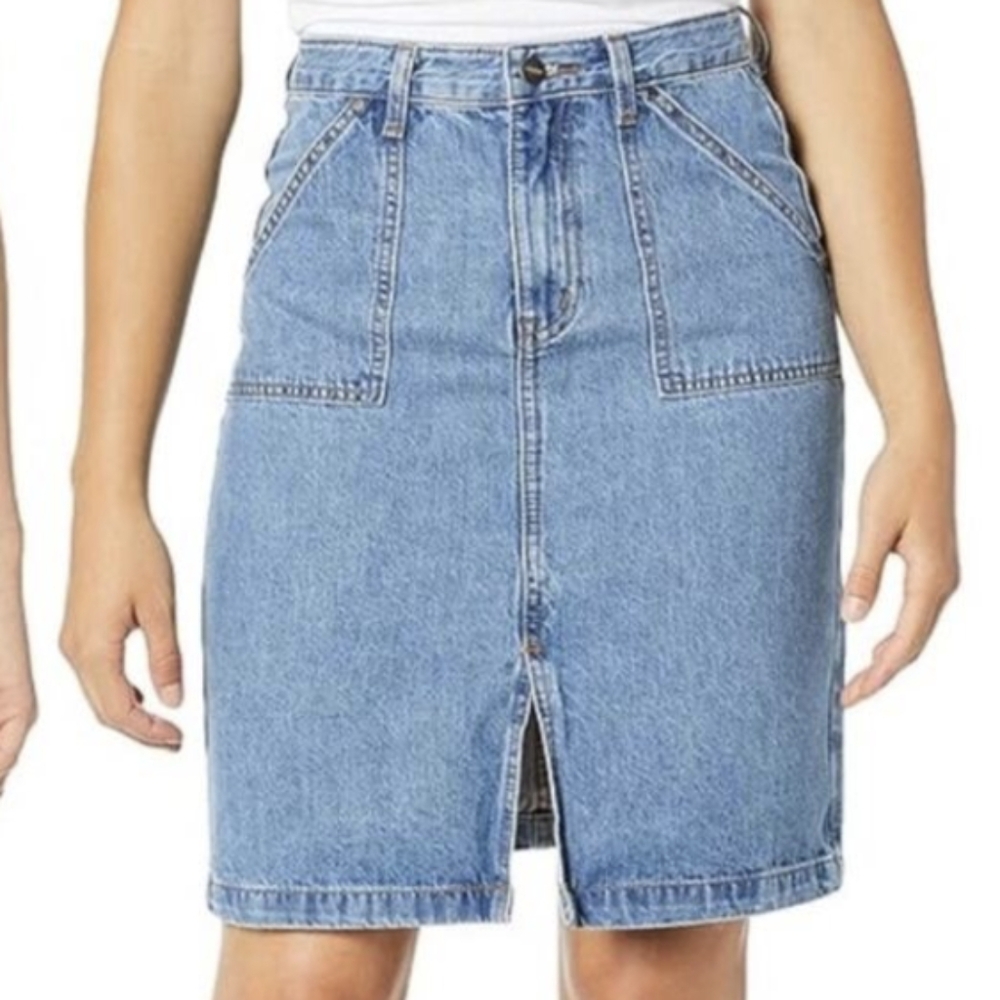 EVIDNT Los Angeles Denim Front Slit Pencil Skirt